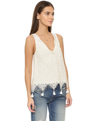 Белый кружевной топ без рукавов от Ramy Brook