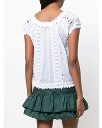 Белый кружевной топ с открытыми плечами от Charo Ruiz