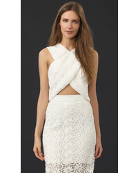 Белый кружевной укороченный топ от Monique Lhuillier