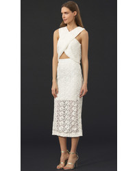 Белый кружевной укороченный топ от Monique Lhuillier