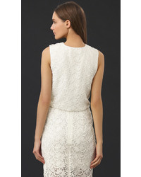 Белый кружевной укороченный топ от Monique Lhuillier