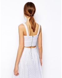 Белый кружевной укороченный топ от Warehouse