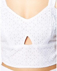 Белый кружевной укороченный топ от Warehouse
