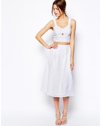 Белый кружевной укороченный топ от Warehouse