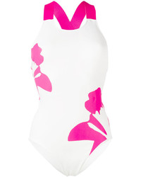 Белый купальник с цветочным принтом от adidas by Stella McCartney