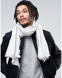 Мужской белый легкий шарф в горизонтальную полоску от Esprit