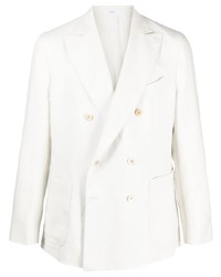 Мужской белый льняной двубортный пиджак от Boglioli
