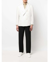 Мужской белый льняной двубортный пиджак от Boglioli