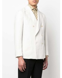 Мужской белый льняной двубортный пиджак от Boglioli