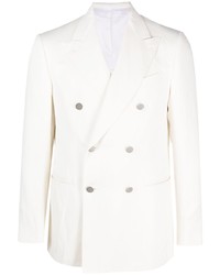 Мужской белый льняной двубортный пиджак от Caruso