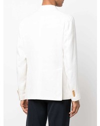Мужской белый льняной двубортный пиджак от Tagliatore