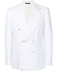Мужской белый льняной двубортный пиджак от Dolce & Gabbana