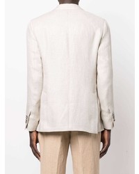 Мужской белый льняной двубортный пиджак от Lardini