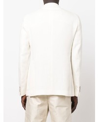 Мужской белый льняной двубортный пиджак от Tagliatore