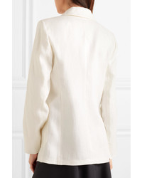 Женский белый льняной двубортный пиджак от Max Mara