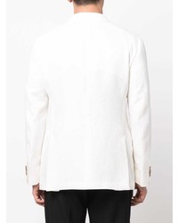 Мужской белый льняной двубортный пиджак от Gabriele Pasini