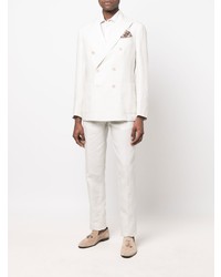 Мужской белый льняной двубортный пиджак от Boglioli