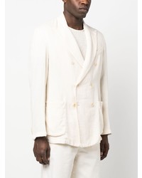 Мужской белый льняной двубортный пиджак от Barena