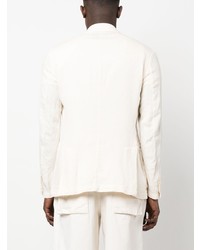 Мужской белый льняной двубортный пиджак от Barena