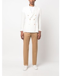 Мужской белый льняной двубортный пиджак от Tagliatore