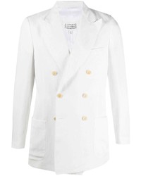 Мужской белый льняной двубортный пиджак от Maison Margiela