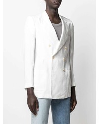 Мужской белый льняной двубортный пиджак от Maison Margiela