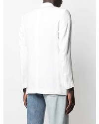 Мужской белый льняной двубортный пиджак от Maison Margiela