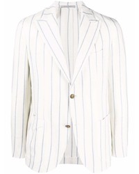 Мужской белый льняной пиджак в вертикальную полоску от Eleventy