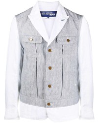 Мужской белый льняной пиджак в вертикальную полоску от Junya Watanabe MAN