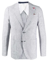 Мужской белый льняной пиджак в вертикальную полоску от Manuel Ritz