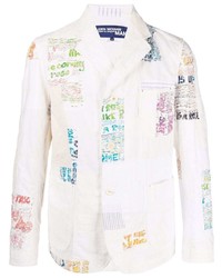 Мужской белый льняной пиджак в стиле пэчворк от Junya Watanabe MAN