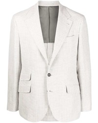 Мужской белый льняной пиджак с узором "гусиные лапки" от Brunello Cucinelli