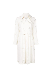 Белый льняной плащ с украшением