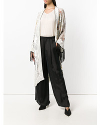 Женский белый открытый кардиган с цветочным принтом от Forte Forte