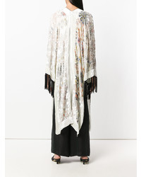 Женский белый открытый кардиган с цветочным принтом от Forte Forte