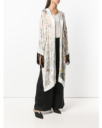 Женский белый открытый кардиган с цветочным принтом от Forte Forte