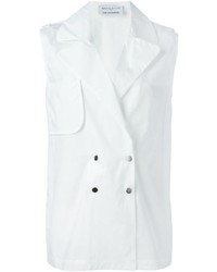 Белый пиджак без рукавов