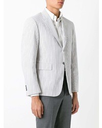 Мужской белый пиджак в вертикальную полоску от Thom Browne