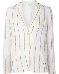 Женский белый пиджак в горизонтальную полоску от Brunello Cucinelli
