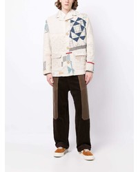 Мужской белый пиджак в стиле пэчворк от By Walid