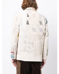 Мужской белый пиджак в стиле пэчворк от By Walid