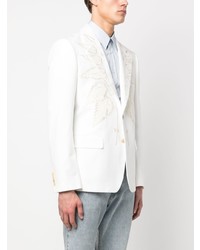 Мужской белый пиджак с вышивкой от Alexander McQueen