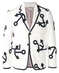 Мужской белый пиджак с вышивкой от Thom Browne