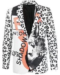 Белый пиджак с леопардовым принтом