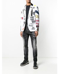 Мужской белый пиджак с принтом от DSQUARED2