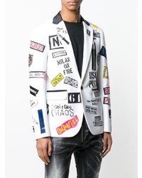 Мужской белый пиджак с принтом от DSQUARED2