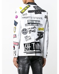 Мужской белый пиджак с принтом от DSQUARED2