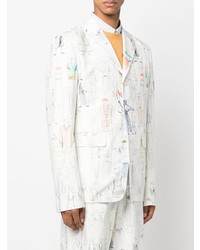 Мужской белый пиджак с принтом от Kenzo