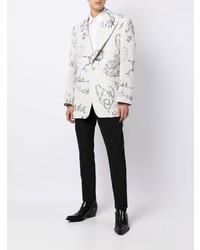 Мужской белый пиджак с принтом от Alexander McQueen