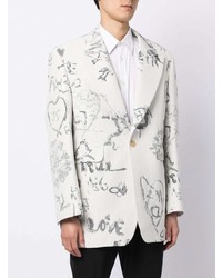 Мужской белый пиджак с принтом от Alexander McQueen
